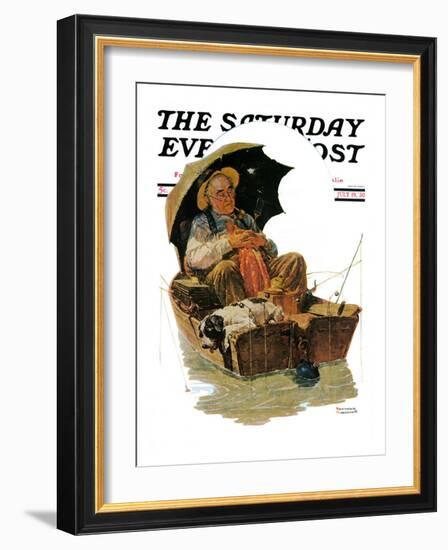 "Gone Fishing" Saturday Evening Post Cover, July 19,1930-Norman Rockwell-Framed Giclee Print