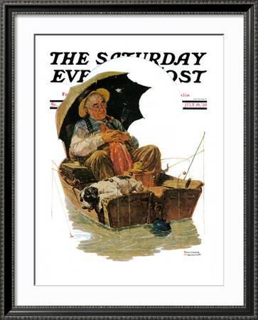 Gone Fishing Saturday Evening Post Cover, July 19,1930' Giclee