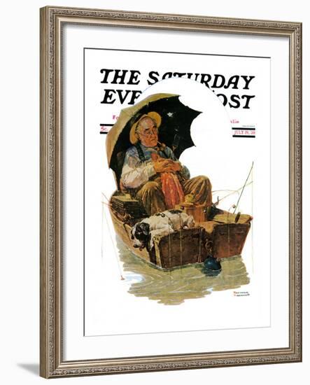 "Gone Fishing" Saturday Evening Post Cover, July 19,1930-Norman Rockwell-Framed Giclee Print