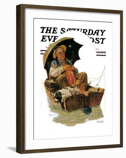 "Gone Fishing" Saturday Evening Post Cover, July 19,1930-Norman Rockwell-Framed Giclee Print