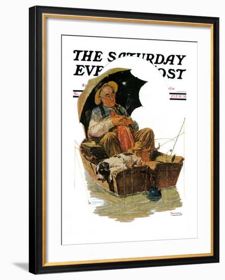 "Gone Fishing" Saturday Evening Post Cover, July 19,1930-Norman Rockwell-Framed Giclee Print