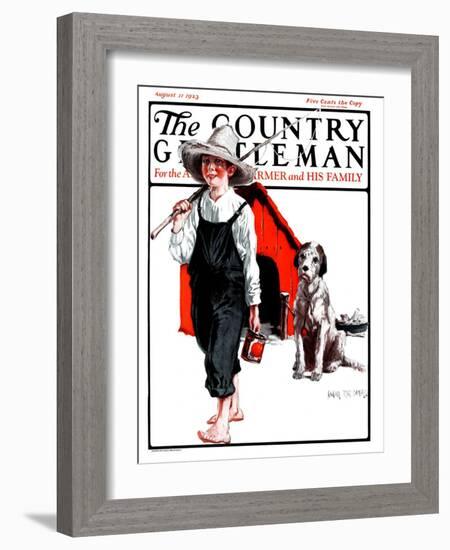 "Gone Fishing Without Fido," Country Gentleman Cover, August 11, 1923-Angus MacDonall-Framed Giclee Print