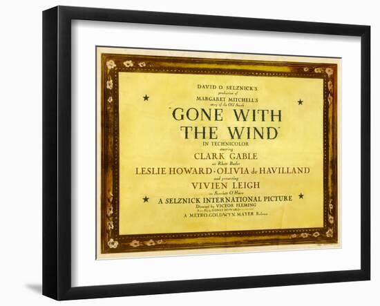 GONE WITH THE WIND, poster art, 1939-null-Framed Art Print