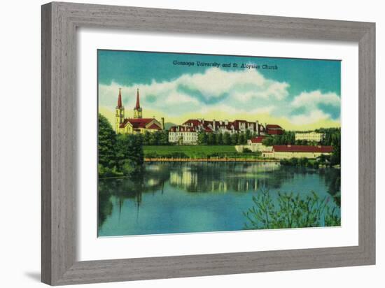 Gonzaga University and St. Aloysius Church, Spokane - Spokane, WA-Lantern Press-Framed Art Print