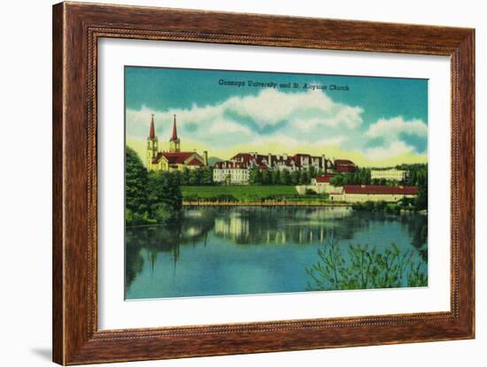 Gonzaga University and St. Aloysius Church, Spokane - Spokane, WA-Lantern Press-Framed Art Print