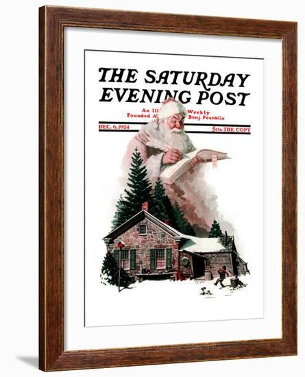"Good Deeds" Saturday Evening Post Cover, December 6,1924-Norman Rockwell-Framed Giclee Print