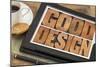 Good Design in Letterpress Wood Type on a  Digital Tablet with a Cup of Coffee-PixelsAway-Mounted Art Print