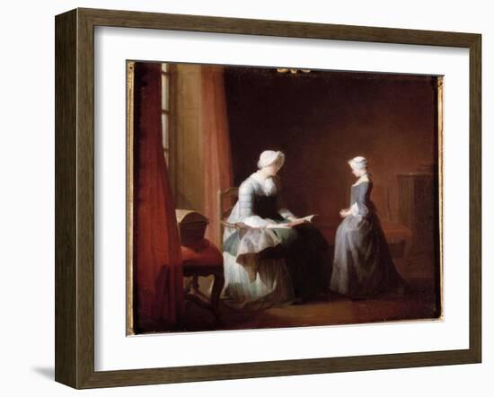 Good Education. Painting by Jean Baptiste Simeon Chardin (1699-1779), 18Th Century. Oil on Canvas.-Jean-Baptiste Simeon Chardin-Framed Giclee Print