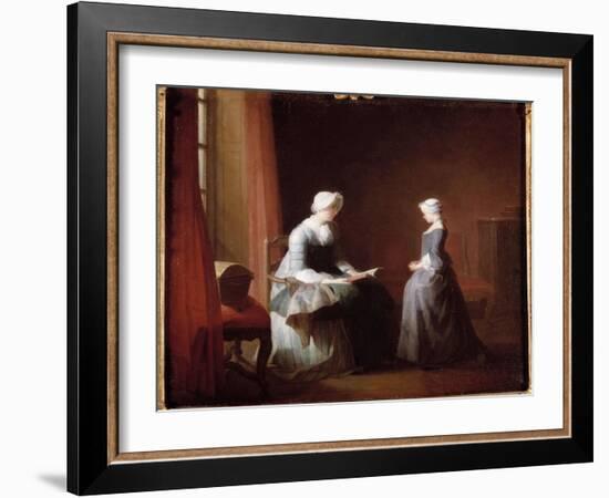 Good Education. Painting by Jean Baptiste Simeon Chardin (1699-1779), 18Th Century. Oil on Canvas.-Jean-Baptiste Simeon Chardin-Framed Giclee Print