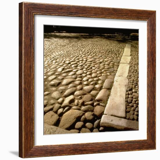 Good Example of American Stonework, famous cobblestones of Main Street in Nantucket 1850-Walker Evans-Framed Photographic Print