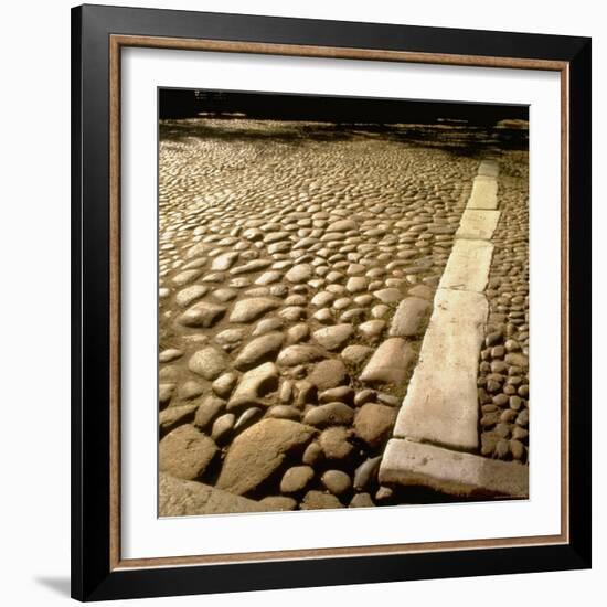 Good Example of American Stonework, famous cobblestones of Main Street in Nantucket 1850-Walker Evans-Framed Photographic Print