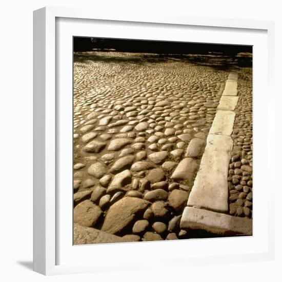 Good Example of American Stonework, famous cobblestones of Main Street in Nantucket 1850-Walker Evans-Framed Photographic Print