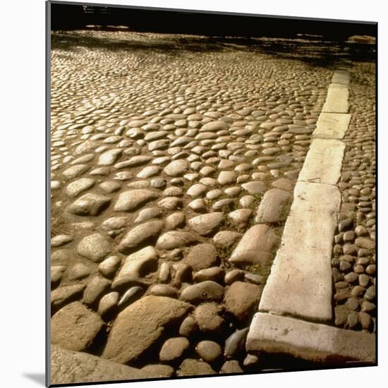 Good Example of American Stonework, famous cobblestones of Main Street in Nantucket 1850-Walker Evans-Mounted Photographic Print