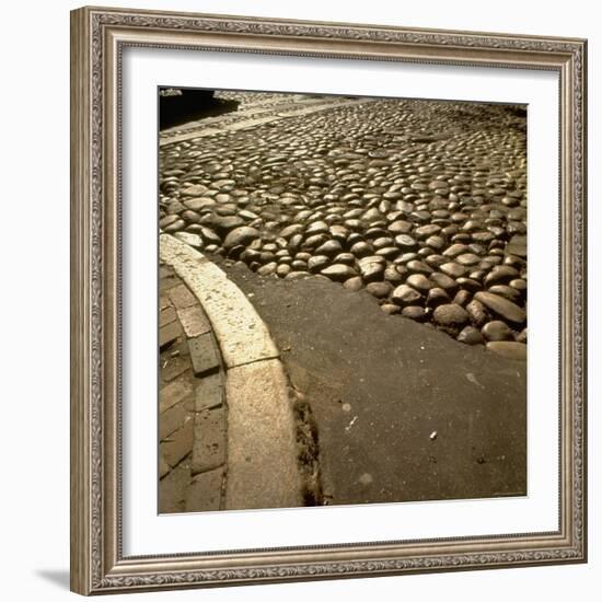 Good Example of American Stonework, famous cobblestones of Main Street in Nantucket 1850-Walker Evans-Framed Photographic Print