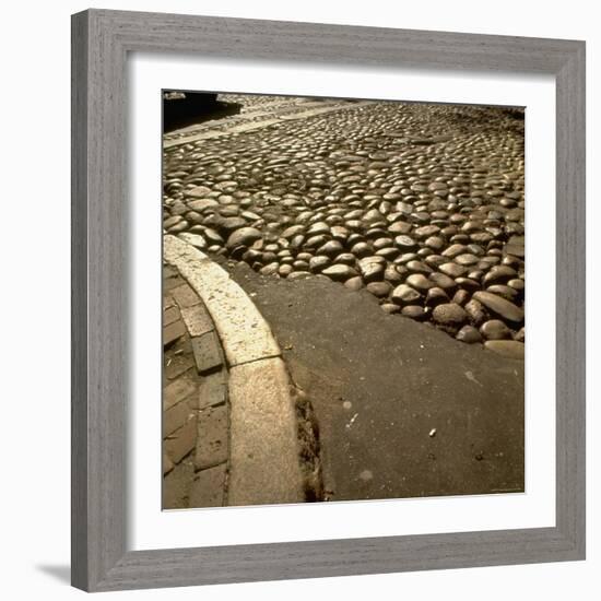 Good Example of American Stonework, famous cobblestones of Main Street in Nantucket 1850-Walker Evans-Framed Photographic Print