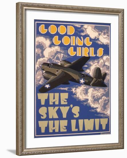 Good Going Girls. The Sky's the Limit. WWII Poster-null-Framed Giclee Print