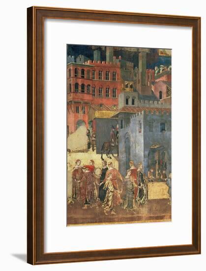 Good Government in the City,1338-40 (Detail of 57868) (Fresco)-Ambrogio Lorenzetti-Framed Giclee Print