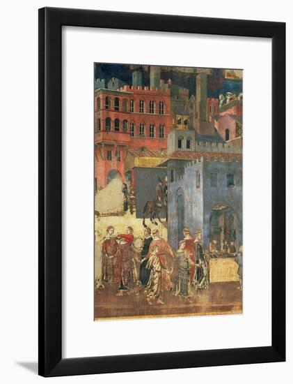 Good Government in the City,1338-40 (Detail of 57868) (Fresco)-Ambrogio Lorenzetti-Framed Giclee Print