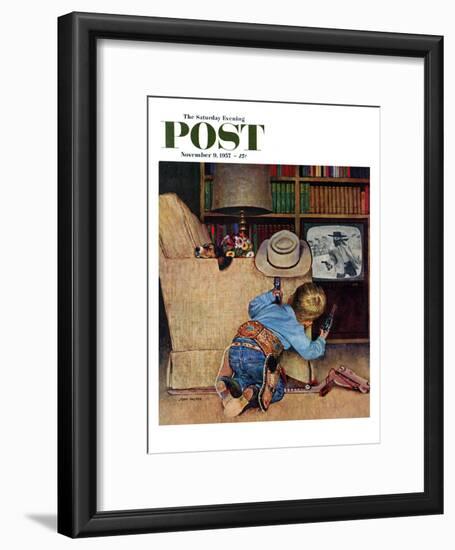 "Good Guys Wear White Hats" Saturday Evening Post Cover, November 9, 1957-John Falter-Framed Giclee Print