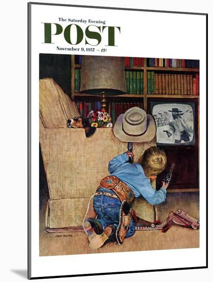 "Good Guys Wear White Hats" Saturday Evening Post Cover, November 9, 1957-John Falter-Mounted Giclee Print