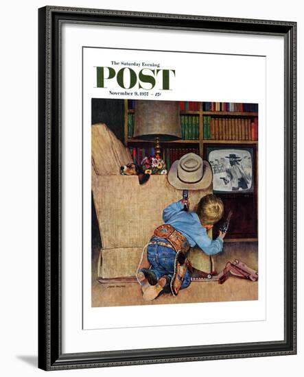 "Good Guys Wear White Hats" Saturday Evening Post Cover, November 9, 1957-John Falter-Framed Giclee Print