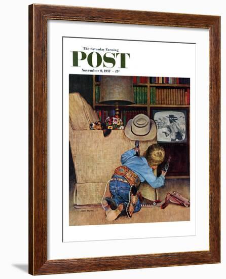 "Good Guys Wear White Hats" Saturday Evening Post Cover, November 9, 1957-John Falter-Framed Giclee Print