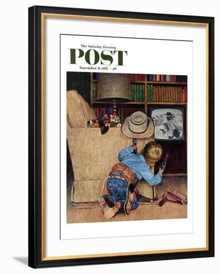 "Good Guys Wear White Hats" Saturday Evening Post Cover, November 9, 1957-John Falter-Framed Giclee Print