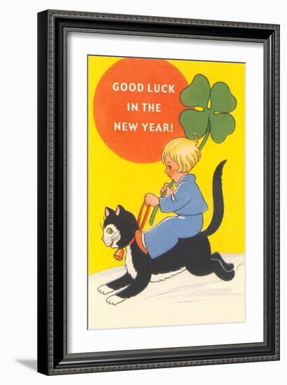 Good Luck, Child on Cat-null-Framed Art Print