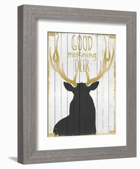 Good Morning Deer-null-Framed Premium Giclee Print