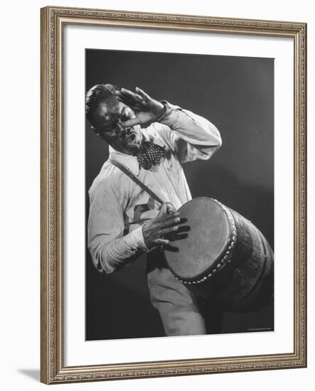 Good of Jungle Type Drum Being Played by Drummer of Dizzy Gillespie's Band-Allan Grant-Framed Photographic Print
