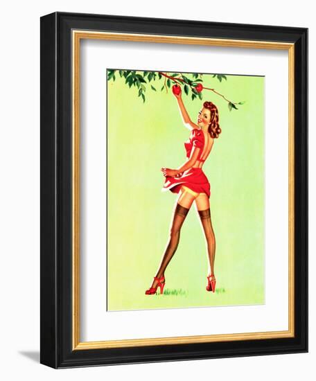 Good Pickin's Pin-Up c1940s-Art Frahm-Framed Art Print