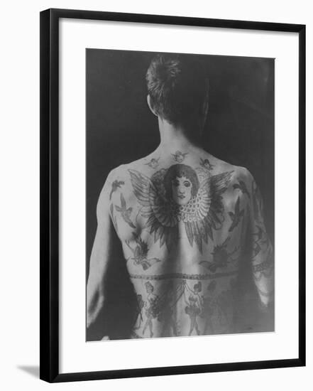 Good Study of the Back of a Tattooed Man-null-Framed Photographic Print