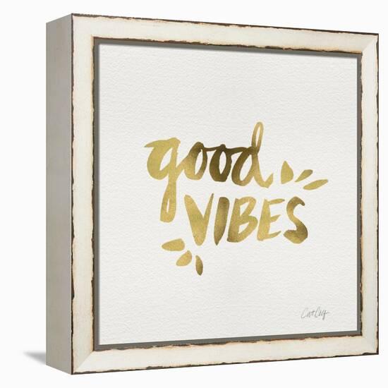 Good Vibes - Gold Ink-Cat Coquillette-Framed Premier Image Canvas