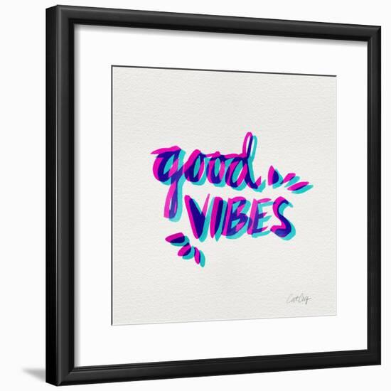 Good Vibes - Magenta and Cyan Ink-Cat Coquillette-Framed Premium Giclee Print