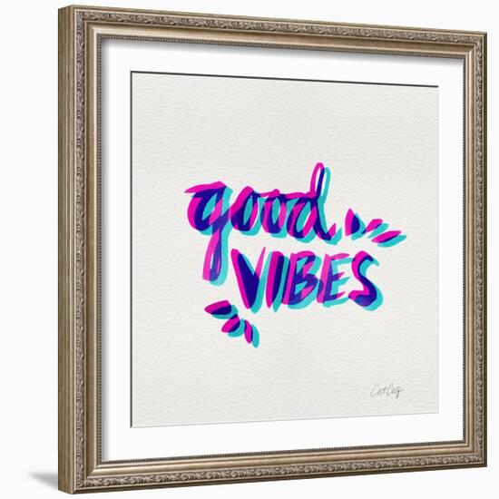 Good Vibes - Magenta and Cyan Ink-Cat Coquillette-Framed Giclee Print