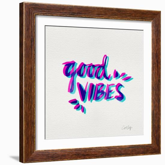 Good Vibes - Magenta and Cyan Ink-Cat Coquillette-Framed Giclee Print