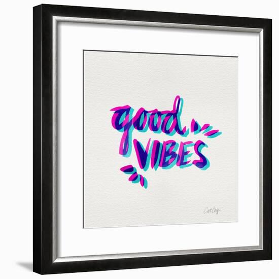 Good Vibes - Magenta and Cyan Ink-Cat Coquillette-Framed Giclee Print