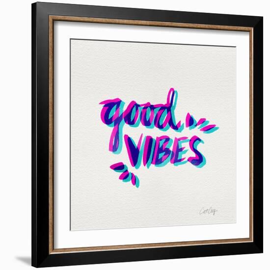 Good Vibes - Magenta and Cyan Ink-Cat Coquillette-Framed Giclee Print