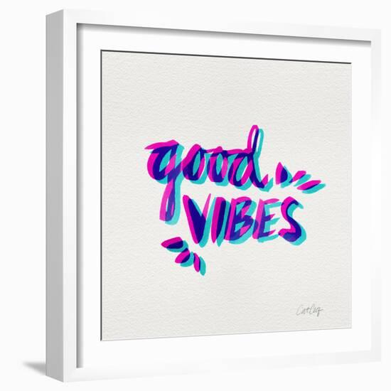 Good Vibes - Magenta and Cyan Ink-Cat Coquillette-Framed Giclee Print