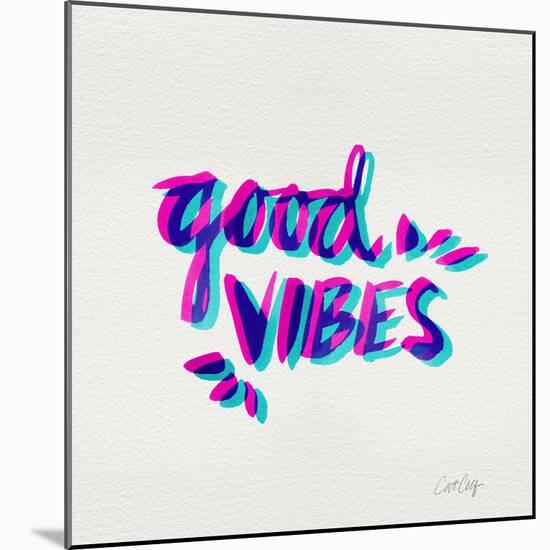Good Vibes - Magenta and Cyan Ink-Cat Coquillette-Mounted Giclee Print