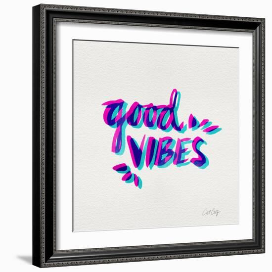 Good Vibes - Magenta and Cyan Ink-Cat Coquillette-Framed Giclee Print