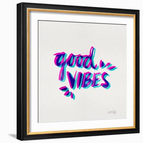 Good Vibes - Magenta and Cyan Ink-Cat Coquillette-Framed Giclee Print