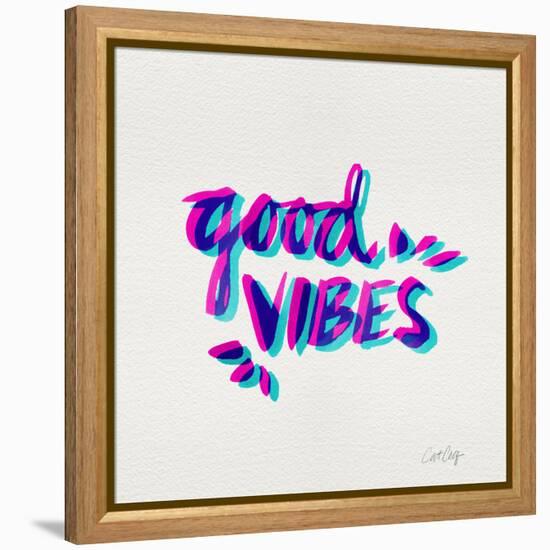 Good Vibes - Magenta and Cyan Ink-Cat Coquillette-Framed Premier Image Canvas