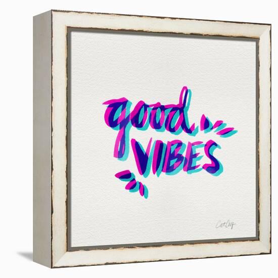 Good Vibes - Magenta and Cyan Ink-Cat Coquillette-Framed Premier Image Canvas