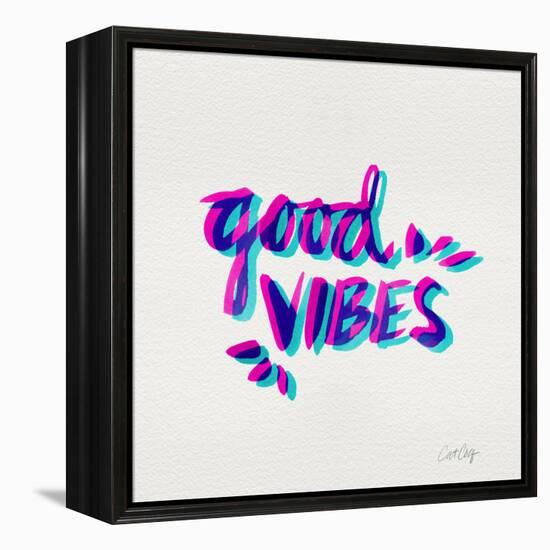 Good Vibes - Magenta and Cyan Ink-Cat Coquillette-Framed Premier Image Canvas