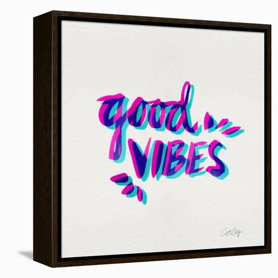 Good Vibes - Magenta and Cyan Ink-Cat Coquillette-Framed Premier Image Canvas