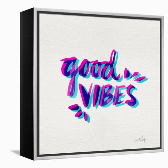 Good Vibes - Magenta and Cyan Ink-Cat Coquillette-Framed Premier Image Canvas