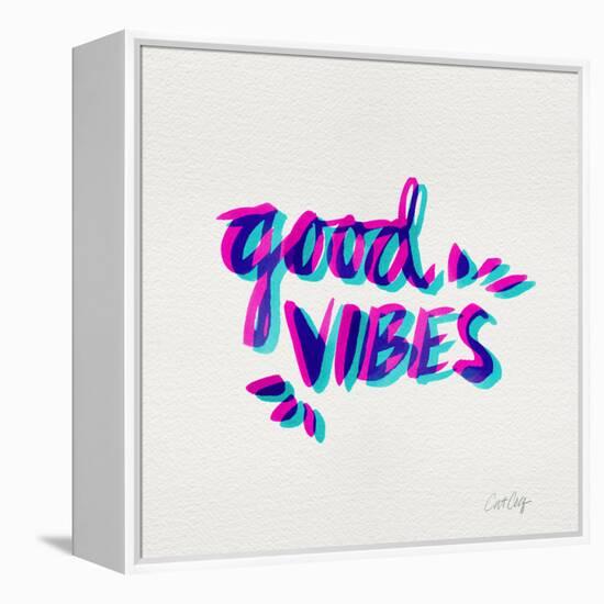 Good Vibes - Magenta and Cyan Ink-Cat Coquillette-Framed Premier Image Canvas