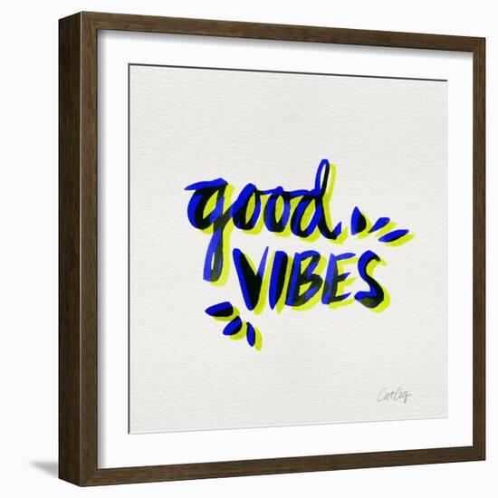 Good Vibes - Navy and Yellow Ink-Cat Coquillette-Framed Giclee Print