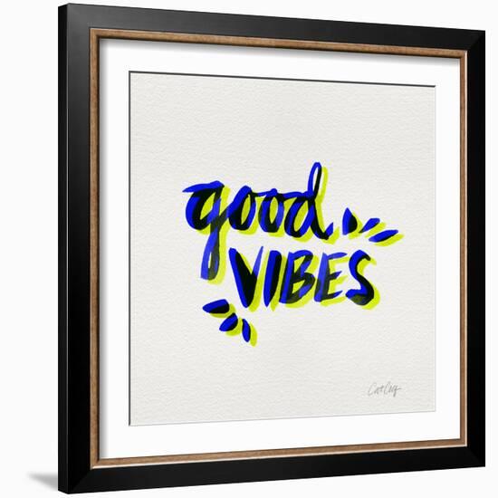 Good Vibes - Navy and Yellow Ink-Cat Coquillette-Framed Giclee Print